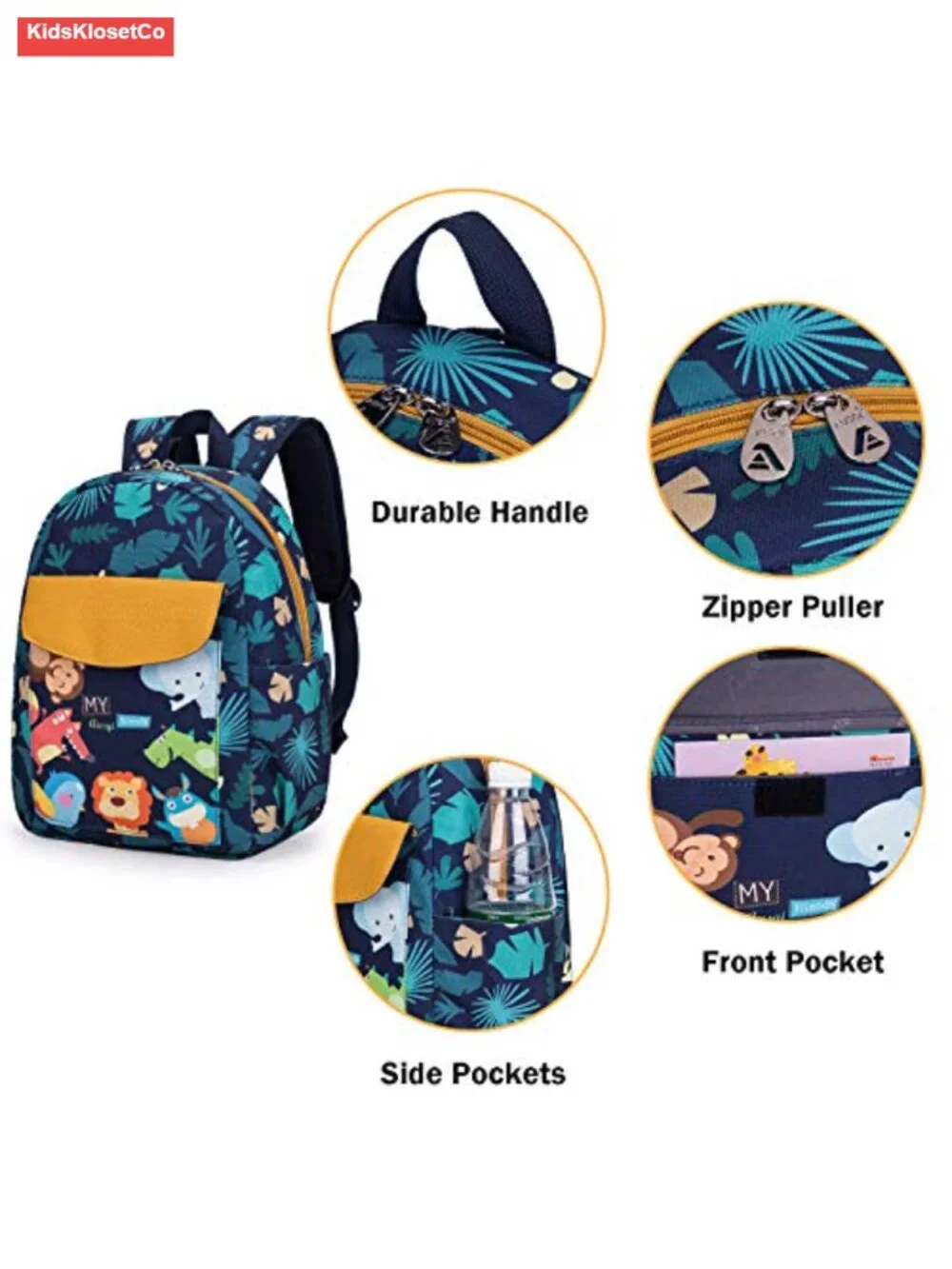 Toddler Backpack with Safety Harness Leash, Waterproof, Lightweight, Zoo Animal
